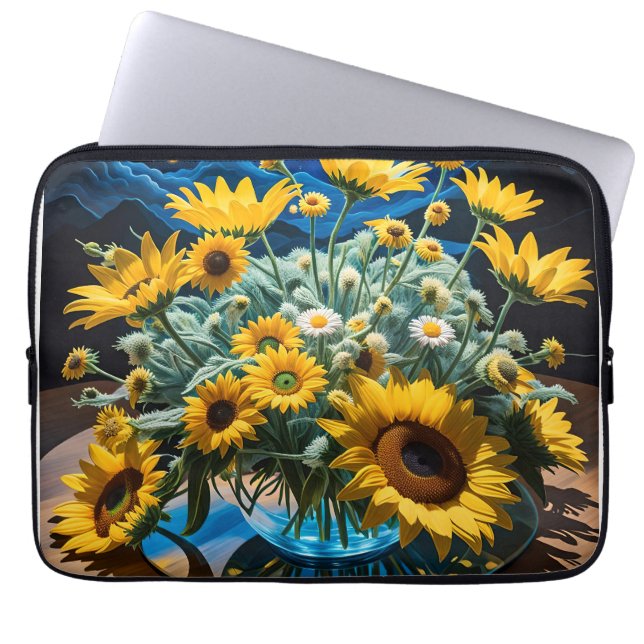 Capa Para Notebook Bodegón Flores y Noche 1 - 001 (Frente)