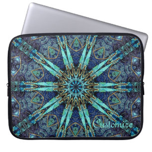 Capa Para Notebook Bohemian Teal Floral Star Bolsa de laptop
