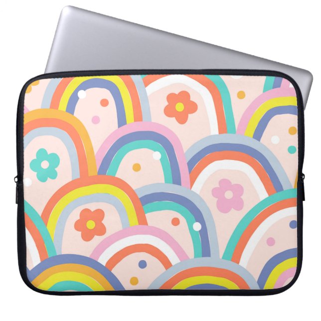 Capa Para Notebook Boho baby verão chicoteado arco-íris sem costura (Frente)