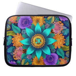 Capa Para Notebook Boho Bloom Mandala, Turquoise, Floral  