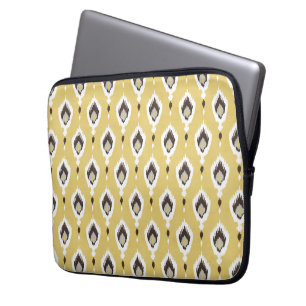 Capa Para Notebook Boho chique padrão tribal ikat amarelo monograma
