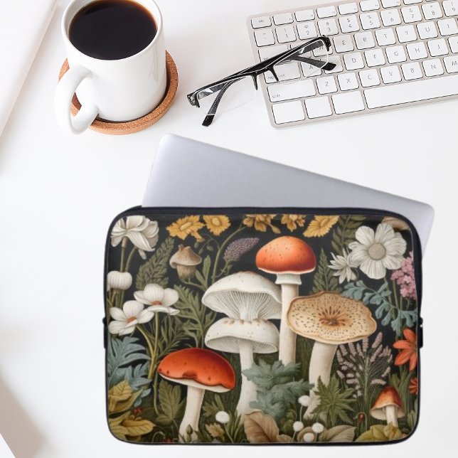 Capa Para Notebook Boho Cogumelos Floresta de Flores Silvestres Jardi (Criador carregado)