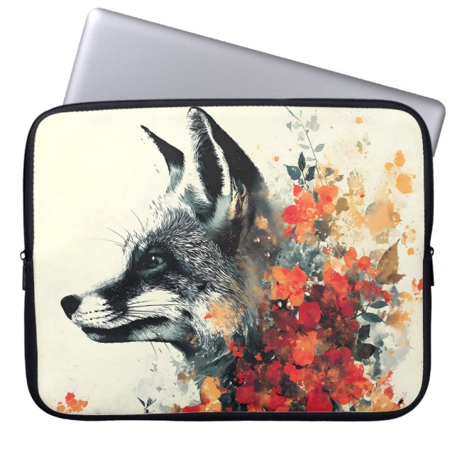 Capa Para Notebook Boho Floral Fox Willife Nature (Frente)