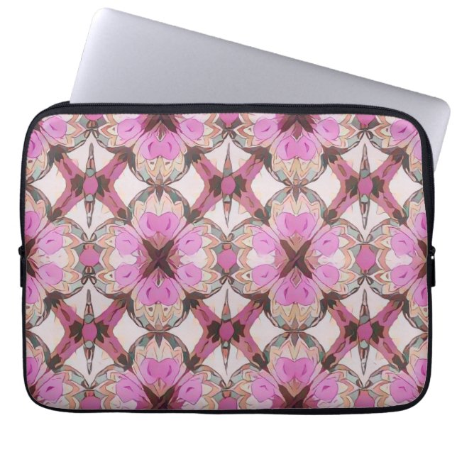Capa Para Notebook Boho Floral Rosa (Frente)