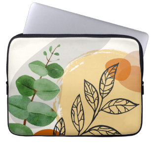 Capa Para Notebook Boho Verde Botânico Laranja
