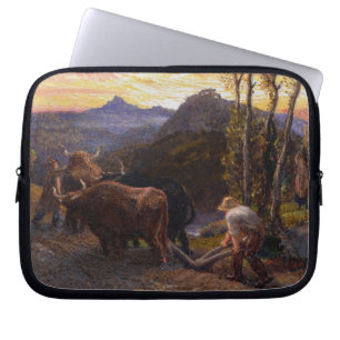 Capa Para Notebook Bois que Ploughing no por do sol (w/c no papel)