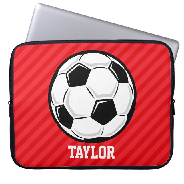Capa Para Notebook Bola De Futebol; Escarlate Red Strips (Frente)
