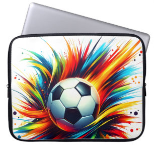 Capa Para Notebook Bola de Futebol Splash Futurista Abstrato