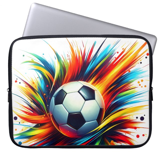 Capa Para Notebook Bola de Futebol Splash Futurista Abstrato (Frente)