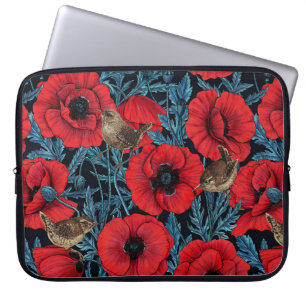 Capa Para Notebook Bolachas e bisnagas vermelhas, folhas azuis em pre