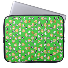 Capa Para Notebook Bolas de futebol, Camisas Laranja e Brancas, & Tor