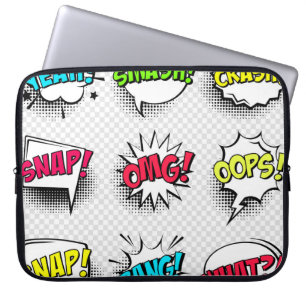 Capa Para Notebook Bolhas de fala cômica com sombra e texto de meio t