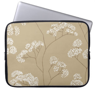 Capa Para Notebook Bolhas de flores brancas pequenas em cor bege pale