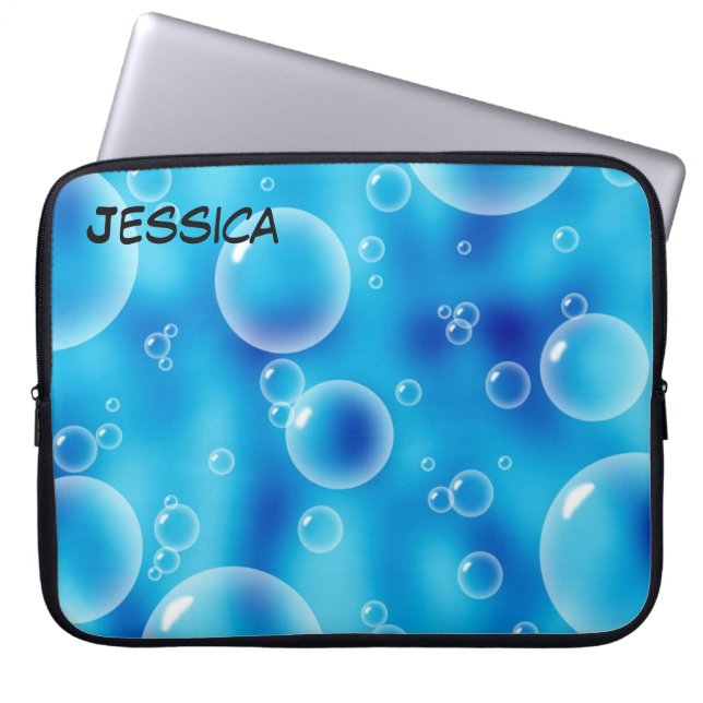 Capa Para Notebook Bolhas num fundo azul (Frente)