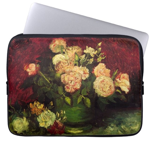 Capa Para Notebook Boliche com Peonies e Rosas de Vincent van Gogh (Frente)