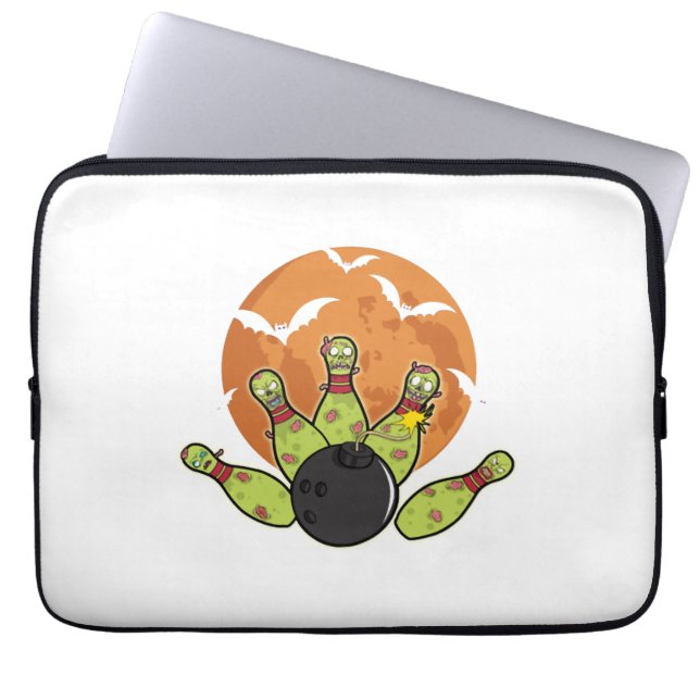 Capa Para Notebook Boliche de Halloween Zombie Pins Bats Bowler Prese (Frente)