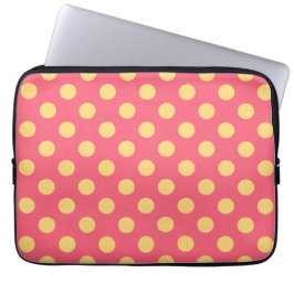 Capa Para Notebook Bolinhas amarelas no coral