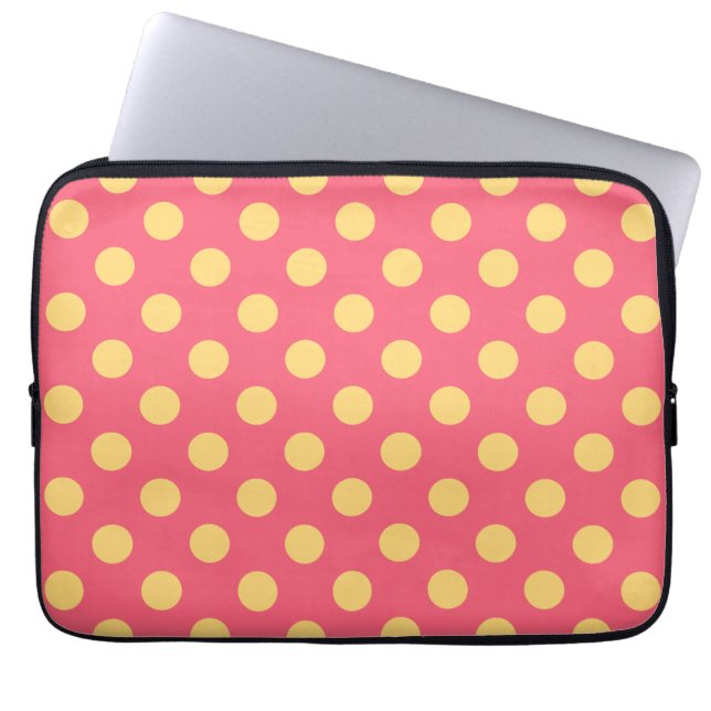 Capa Para Notebook Bolinhas amarelas no coral (Frente)