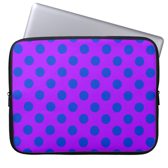 Capa Para Notebook Bolinhas azuis em roxo (Frente)