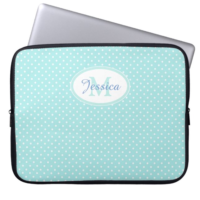 Capa Para Notebook Bolinhas Azul Pastel Personalizada (Frente)