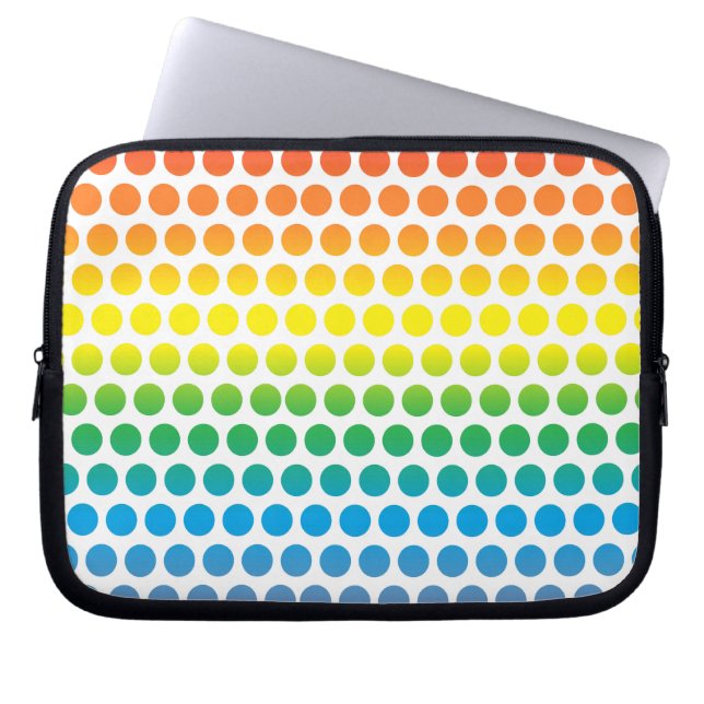 Capa Para Notebook Bolinhas brancas arco-íris (Frente)