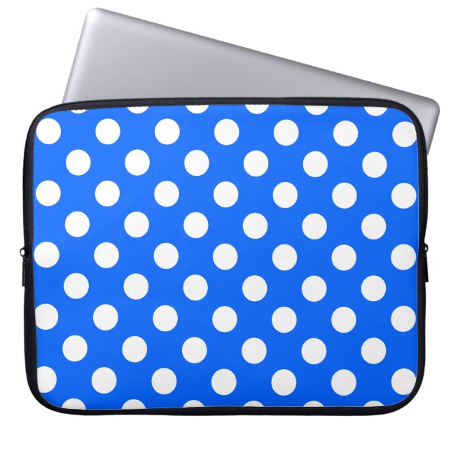 Capa Para Notebook Bolinhas brancas de azul real (Frente)