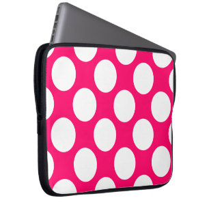 Capa Para Notebook Bolinhas brancas e cor-de-rosa