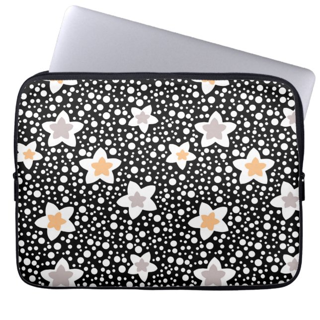 Capa Para Notebook Bolinhas brancas e pretas retrorreflectoras com es (Frente)