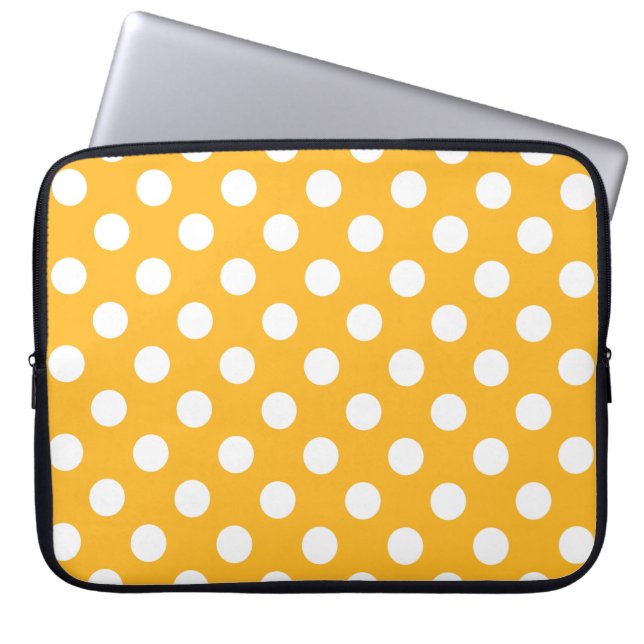 Capa Para Notebook Bolinhas brancas em amarelo (Frente)