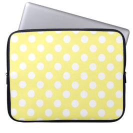 Capa Para Notebook Bolinhas brancas em amarelo-limão