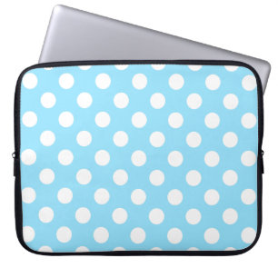Capa Para Notebook Bolinhas brancas em azul pálido
