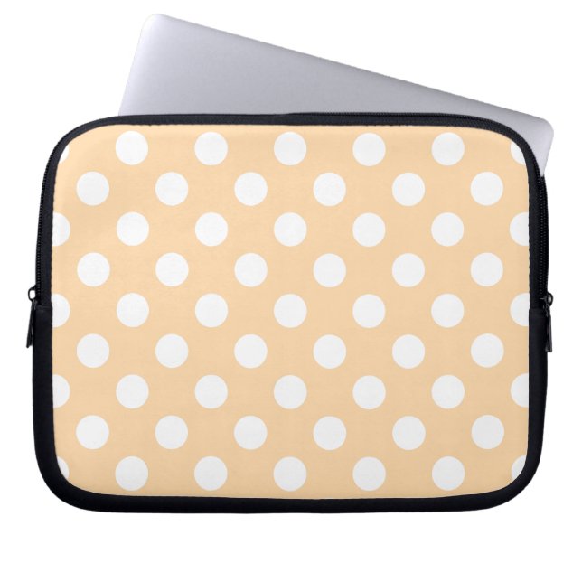 Capa Para Notebook Bolinhas brancas em bege (Frente)