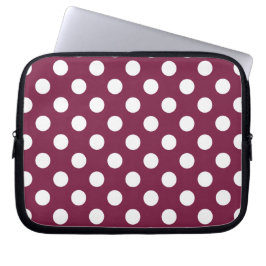 Capa Para Notebook Bolinhas brancas em burgundy