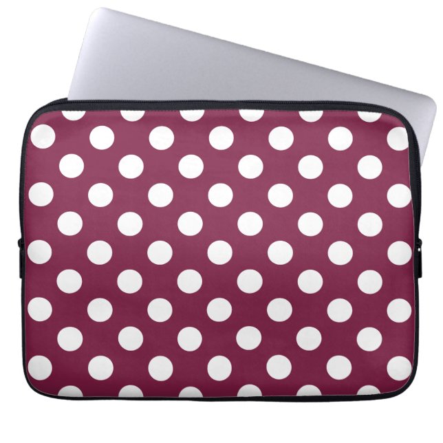 Capa Para Notebook Bolinhas brancas em burgundy (Frente)