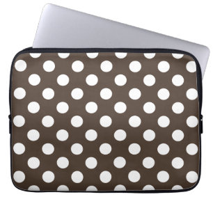 Capa Para Notebook Bolinhas brancas em castanho