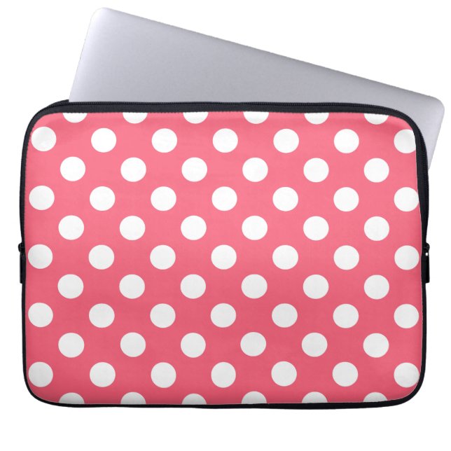 Capa Para Notebook Bolinhas brancas em coral (Frente)
