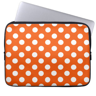 Capa Para Notebook Bolinhas brancas em laranja