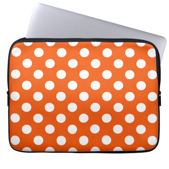 Capa Para Notebook Bolinhas brancas em laranja (Frente)
