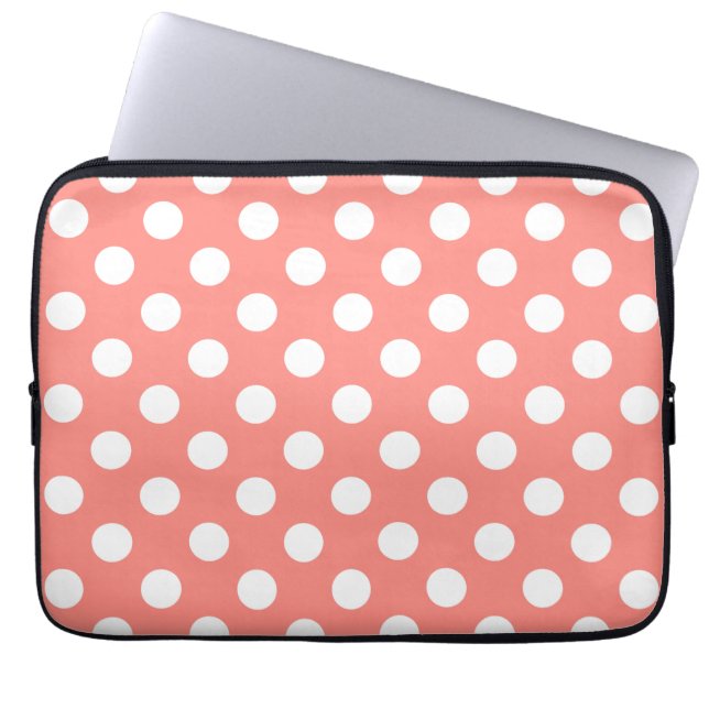 Capa Para Notebook Bolinhas brancas em pêssego (Frente)