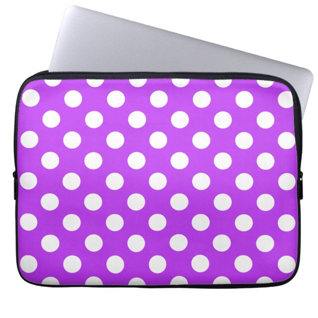 Capa Para Notebook Bolinhas brancas em roxo brilhante (Frente)