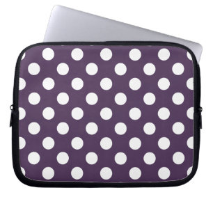 Capa Para Notebook Bolinhas brancas em roxo de ameixa
