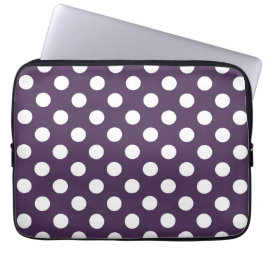 Capa Para Notebook Bolinhas brancas em roxo de ameixa