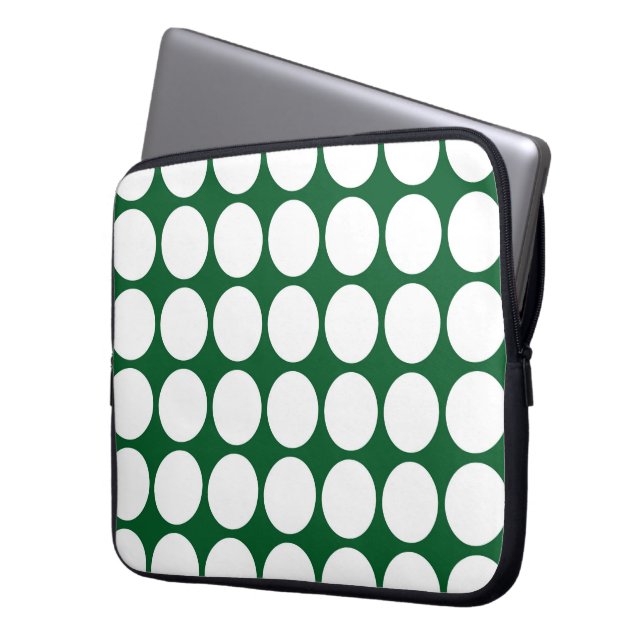 Capa Para Notebook Bolinhas brancas em verde (Frente Esquerda)