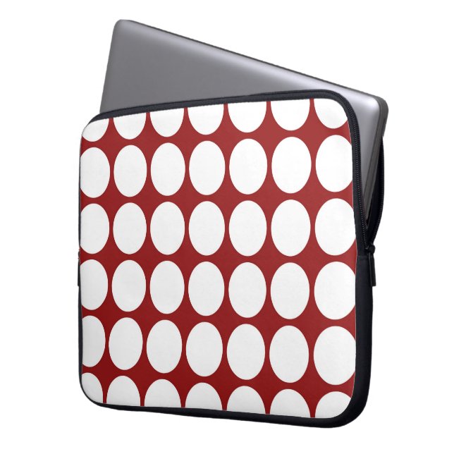 Capa Para Notebook Bolinhas brancas em vermelho (Frente Esquerda)