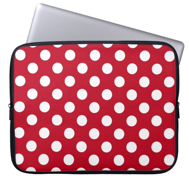 Capa Para Notebook Bolinhas brancas em vermelho (Frente)