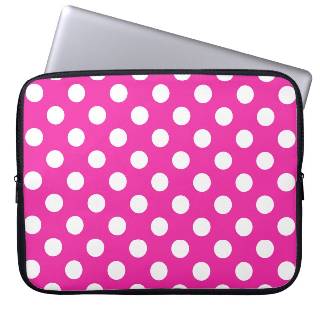 Capa Para Notebook Bolinhas brancas na fúcsia (Frente)