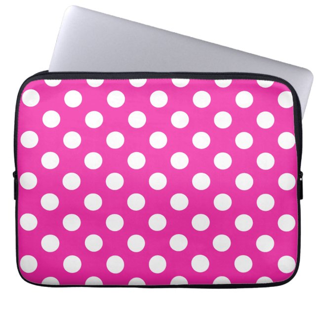 Capa Para Notebook Bolinhas brancas na fúcsia (Frente)