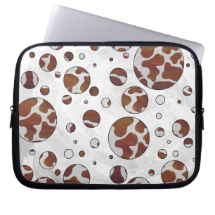 Capa Para Notebook Bolinhas castanho e Impressão branco