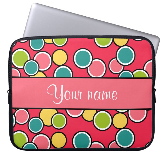 Capa Para Notebook Bolinhas coloridas do verão personalizadas (Frente)