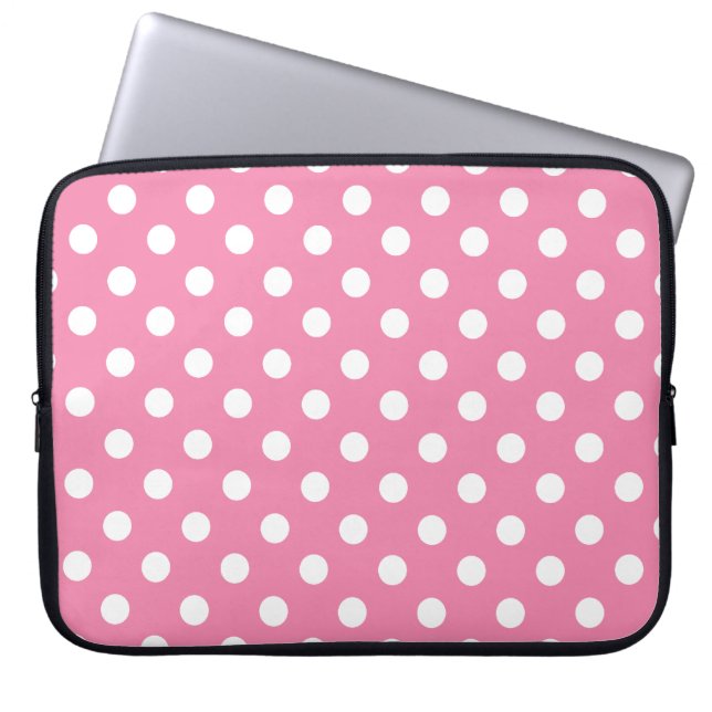 Capa Para Notebook Bolinhas cor-de-rosa e brancas (Frente)